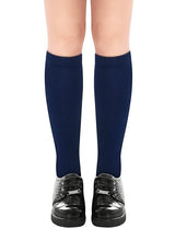Navy Cotton Knee-High School Socks for Kids - Unisex, 1 Pair, Ages 2-8 - 45-Degree Angle