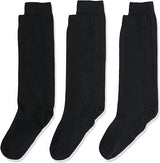 Bulk Pack of 12 Cotton Rich Knee High Socks for Kids - Black - Ages 10-12 (Size 2-8) - Top-Down View