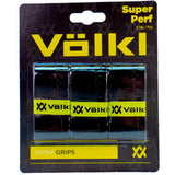 Volkl Super Perf Over Grip Overgrip Tennis Squash Badminton - 3 Pack - Black - Front View
