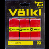 Volkl Super Perf Over Grip Overgrip Tennis Squash Badminton - 3 Pack - Red - Side View