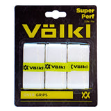 3-Pack Volkl Super Perf Over Grips for Tennis Squash Pickleball Racquets - White - Front View