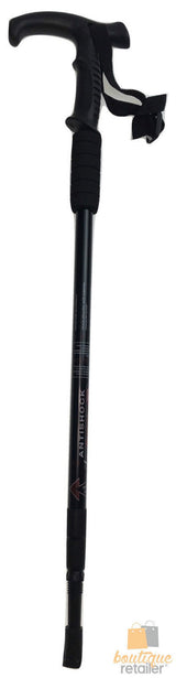 Folding Walking Stick Telescopic Adjustable Antishock Hiking Grip Pole Trekking - Black - Side View
