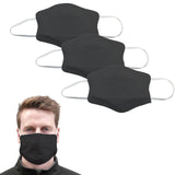 3x Tigerplast Fabric Face Mask Washable Reusable Mask Protect Anti-Microbial Mouth Cover - Black - Front View