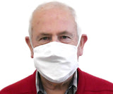 TIGERPLAST Fabric Face Mask Washable Reusable Mask Protect Anti-Microbial Mouth Cover - White - Side View