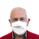 TIGERPLAST Fabric Face Mask Washable Reusable Mask Protect Anti-Microbial Mouth Cover - White - Low Angle