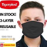 TIGERPLAST Kids Fabric Face Mask Washable Reusable Mask Protect Mouth Cover - Black - Extra Image