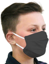 3x Tigerplast Kids Fabric Face Mask Washable Reusable Mask Protect Cover - Black - 45-Degree Angle