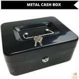 Lockable METAL CASH BOX Deposit Petty Cash Slot Money Safe Portable 2 Keys New - Low Angle