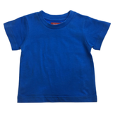 TODDLER PLAIN T SHIRT 100% COTTON Basic Blank Tee Top Teen Teenager Crew Kids - Bright Blue - 0 - Front View
