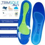 TRIMSOLE Mens Gel Advanced Insoles Silicone Antibacterial Inserts Pads Massage - Top-Down View