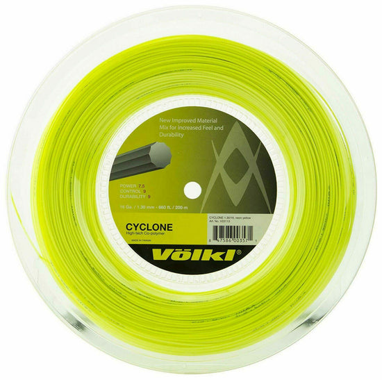 Völkl Cyclone 200m Neon Yellow Tennis Strings 16g / 1.30mm - Superior Spin & Durability