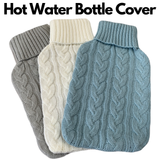 HOT WATER BOTTLE KNITTED COVER ONLY Winter Warm Soft Bag Relaxing Warm - Assorted - Front View