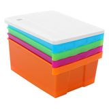 MEGA 4 Tier Drawer Storage Shelf Unit Organiser Plastic Level Office Cabinet in Coloured - Side View