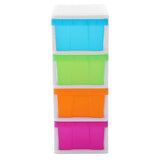 MEGA 4 Tier Drawer Storage Shelf Unit Organiser Plastic Level Office Cabinet in Coloured - Top-Down View