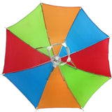 2-pc-Set Rainbow Umbrella Hat + 70s Fake Moustache Costume Props Novelty Fancy - 45-Degree Angle