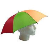 2-pc-Set Rainbow Umbrella Hat + 70s Fake Moustache Costume Props Novelty Fancy - Rear View