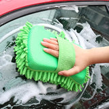 Microfibre Car Wash Mitt Chenille Sponge Ultra Absorbent Drying Towel For Car - Rear View