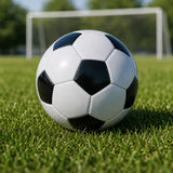 Classic Soccer Ball Football Training Standard Size 5 - Black/White - Top-Down View