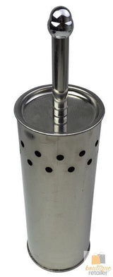 Toilet Brush Holder Metal Stainless Steel Bathroom Set Handle Round Cover Clean - Top-Down View