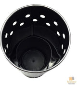 Toilet Brush Holder Metal Stainless Steel Bathroom Set Handle Round Cover Clean - Rear View