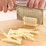 LARGE RIPPLE JELLY KNIFE Stainless Steel Blade Potato Crinkle Wavy Cutter Slicer - Rear View