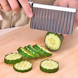 LARGE RIPPLE JELLY KNIFE Stainless Steel Blade Potato Crinkle Wavy Cutter Slicer - Low Angle