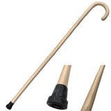 93cm WOODEN WALKING STICK Wood Cane Pole Carved Varnished Deluxe Sturdy - Beige - Front View