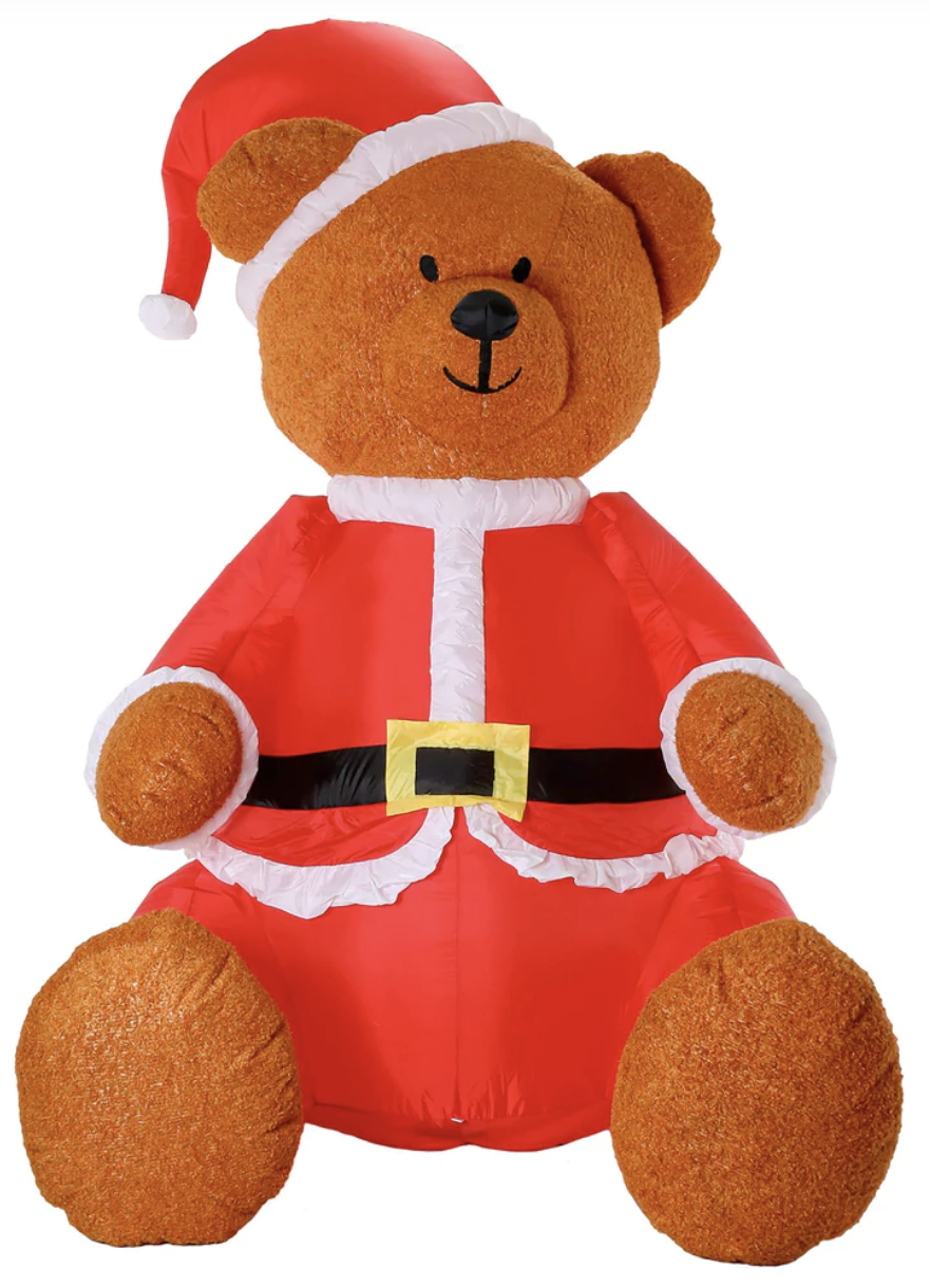 6ft 9in Deluxe Christmas Inflatable Plush Bear with LED Lights for Festive Yard Decoration