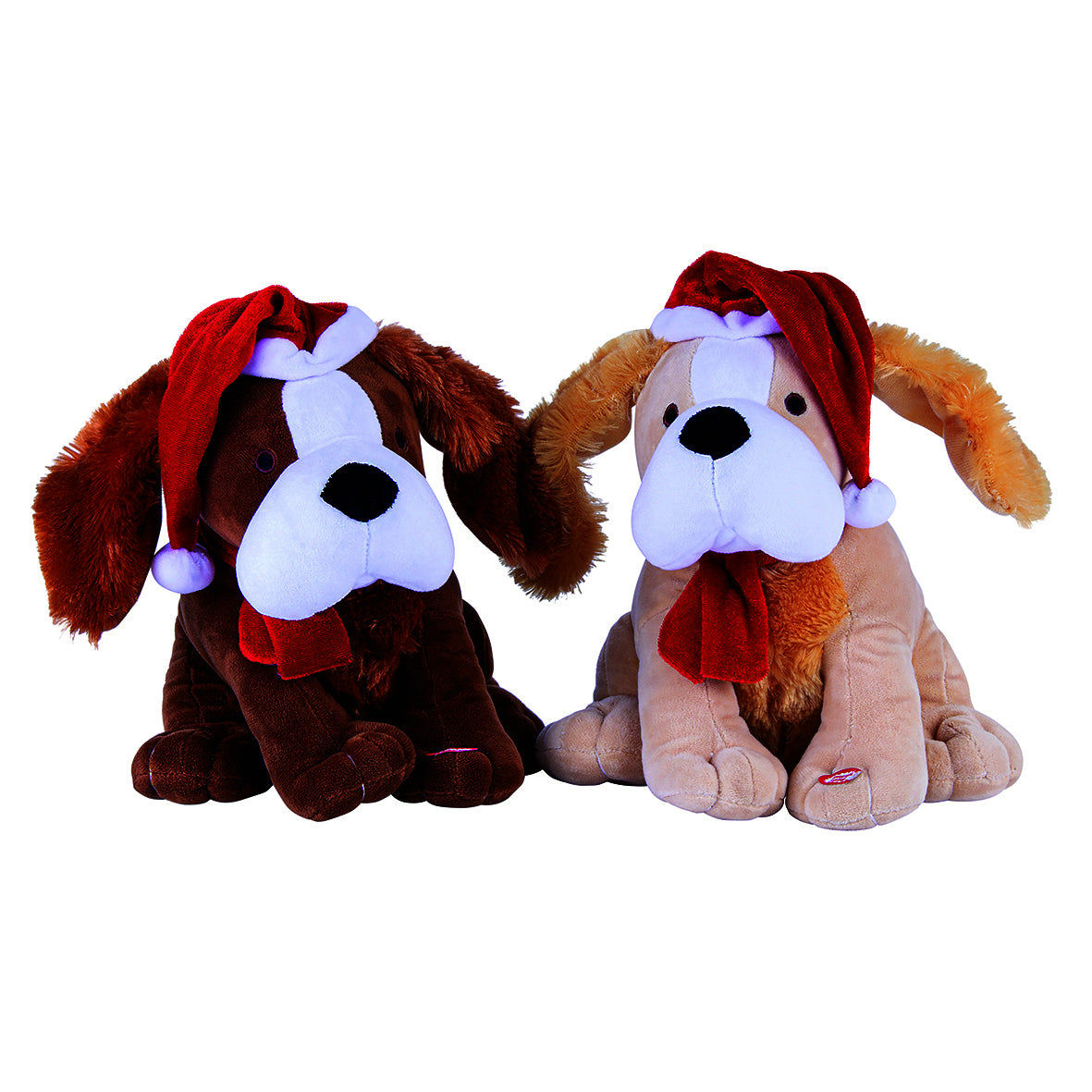 30cm Musical Santa Hat Dog Decoration with Jingle Bells for Christmas