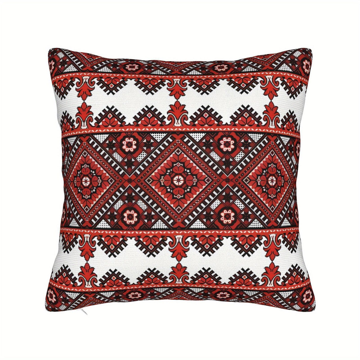 Ukrainian Square Cushion Pillow Cover – Traditional Print Folk w/ Zipper (45x45cm)