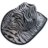 ZEBRA PRINT Fedora Hat for Adult Cowboy Costume - Wild West Party Fancy Dress Accessory - Front View
