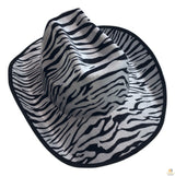 ZEBRA PRINT Fedora Hat for Adult Cowboy Costume - Wild West Party Fancy Dress Accessory - Side View