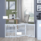 Three Panel Freestanding Dog Gate, White - Front View