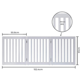 Three Panel Freestanding Dog Gate, White - 45-Degree Angle
