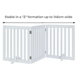 Three Panel Freestanding Dog Gate, White - Rear View