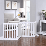 Four Panel Freestanding Dog Gate, White - Front View