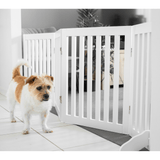 Four Panel Freestanding Dog Gate, White - Side View