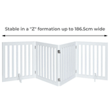 Four Panel Freestanding Dog Gate, White - Close-Up Angle