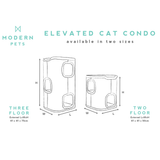 Tri-Level Square Cat Condo with Sherpa Lining - Low Angle