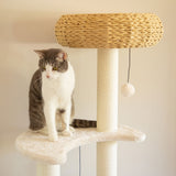 5-Platform Plush and Wicker Cat Tree - Side View