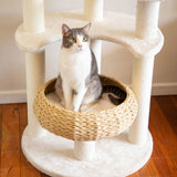 5-Platform Plush and Wicker Cat Tree - Top-Down View