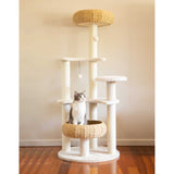 5-Platform Plush and Wicker Cat Tree - Rear View