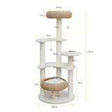 5-Platform Plush and Wicker Cat Tree - Close-Up Angle