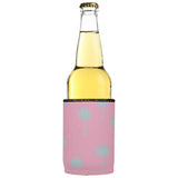 Palm Trees Aqua Pink Stubby Cooler - Standard - Front View