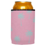 Palm Trees Aqua Pink Stubby Cooler - Standard - Top-Down View
