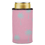 Palm Trees Aqua Pink Stubby Cooler - Standard - 45-Degree Angle