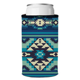 Blue Navajo Rug Stubby Cooler - Standard - Rear View