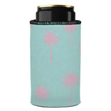 Palm Trees Pink Aqua Stubby Cooler - Standard - Close-Up Angle