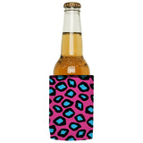 Pink Leopard Print Stubby Cooler - Standard - 45-Degree Angle