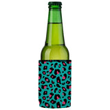 Teal Leopard Pattern Stubby Cooler 2-Pack - Standard - Front View